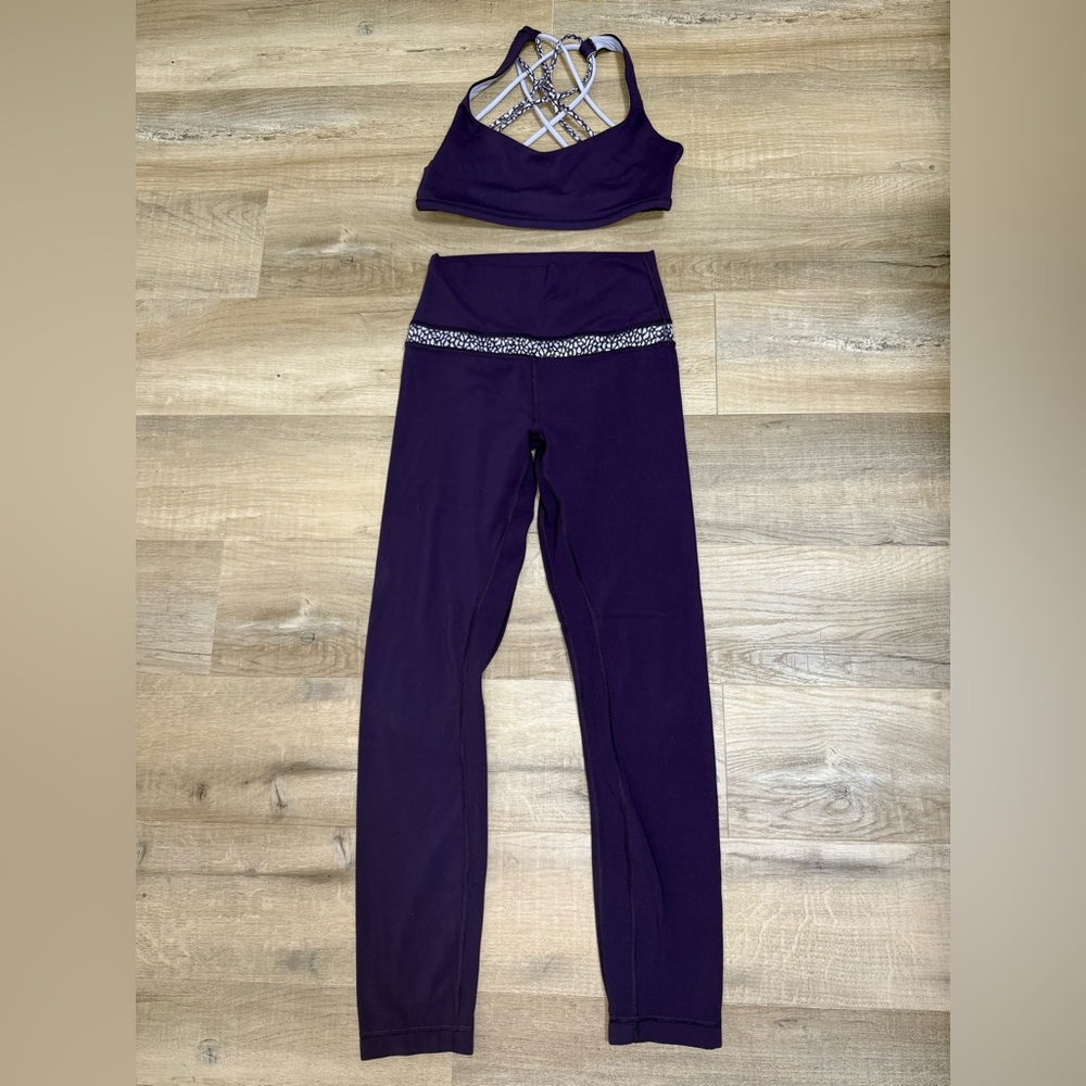 Align leggings and bra Deep Zinfandel Miss Mosaic Lilac Deep Zinfandel